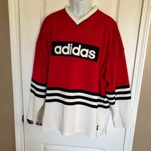 Adidas 90’s Retro Red and White Striped Hockey Jersey